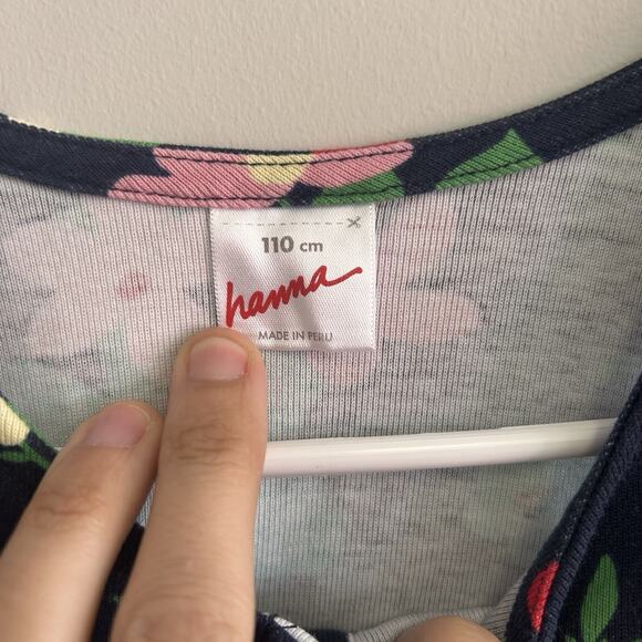 Hanna Andersson Navy Blue Floral Dress Short Sleeve Size 110 Cm US 5 Spring - Picture 3 of 6